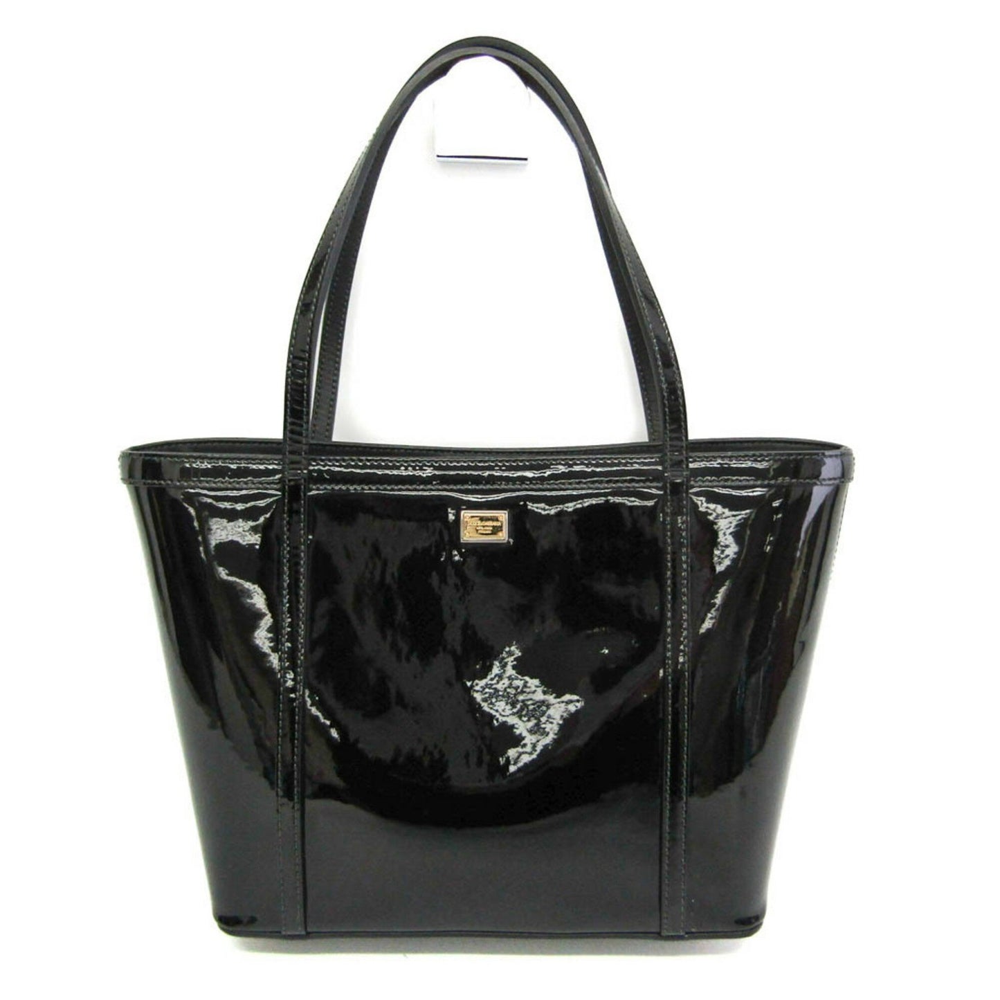 Dolce & Gabbana Hand Bag Tote Purse Leopard Patent Leather Black Authentic