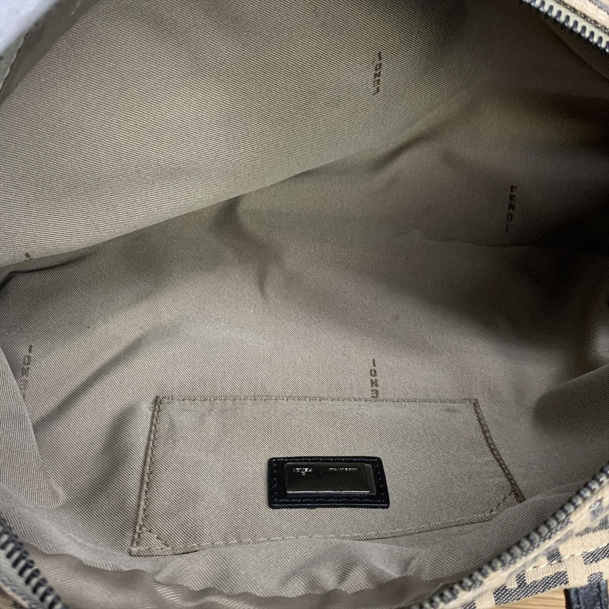 FENDI Hand Bag Tote Purse FF Zucchino Canvas Beige Authentic