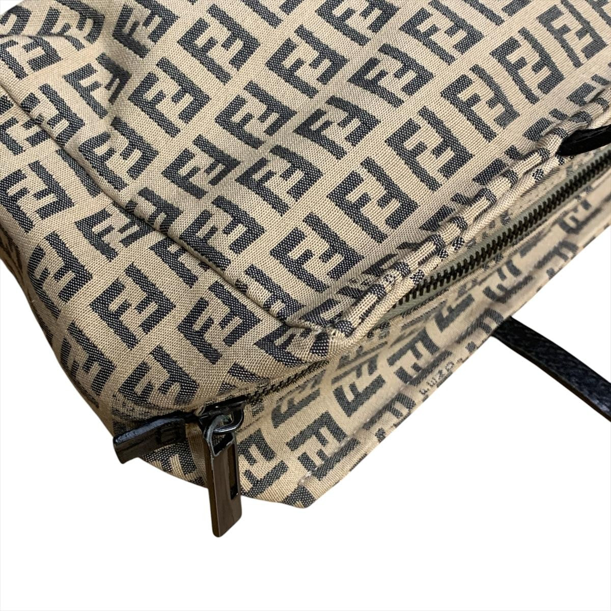 FENDI Hand Bag Tote Purse FF Zucchino Canvas Beige Authentic
