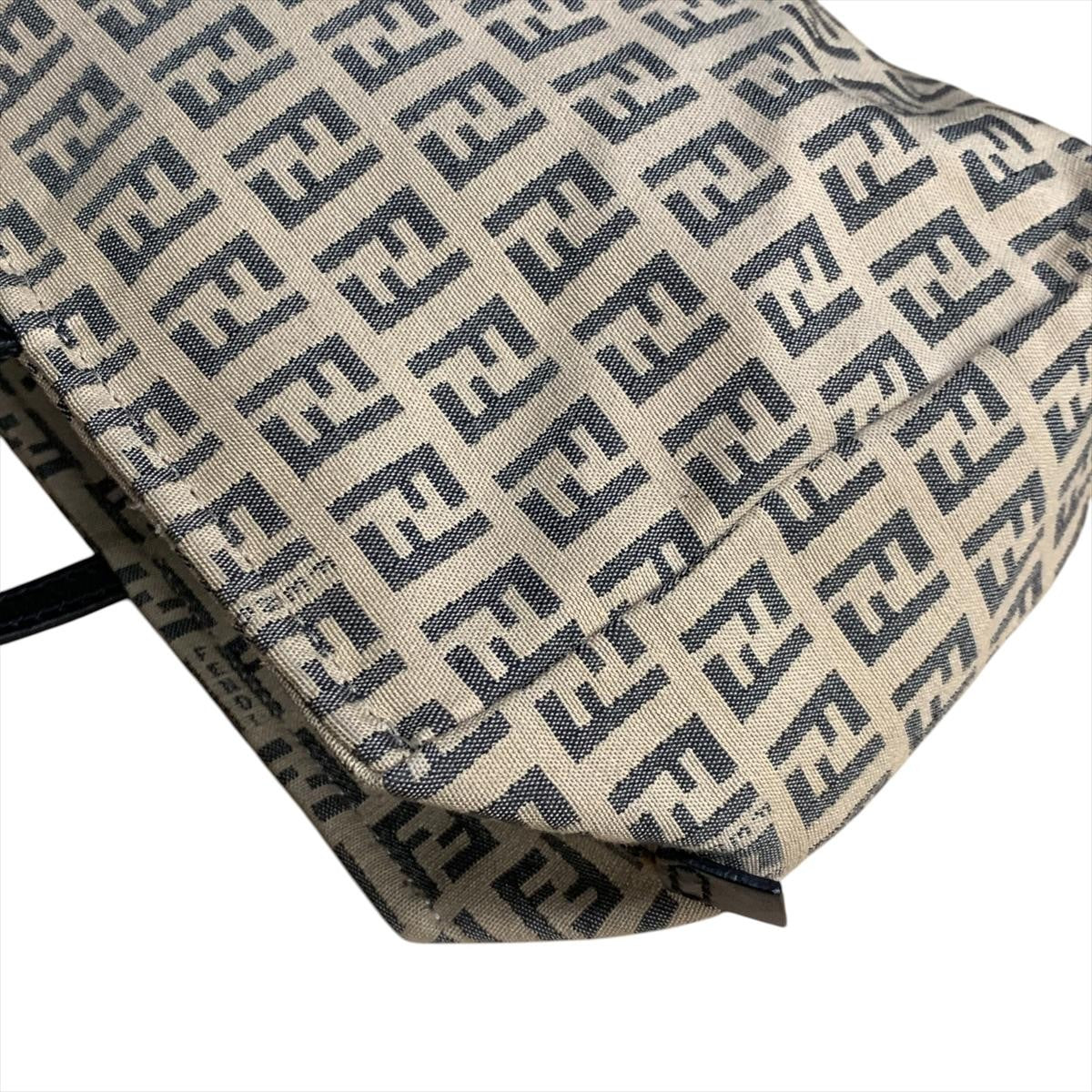 FENDI Hand Bag Tote Purse FF Zucchino Canvas Beige Authentic