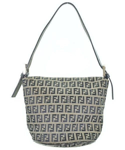 FENDI Hand Shoulder Bag Tote Purse FF Zucchino Gray Navy Authentic
