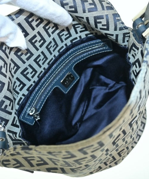 FENDI Hand Shoulder Bag Tote Purse FF Zucchino Gray Navy Authentic