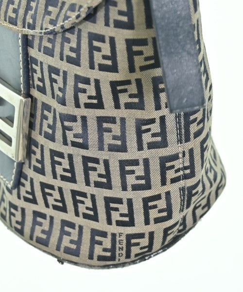FENDI Hand Shoulder Bag Tote Purse FF Zucchino Gray Navy Authentic