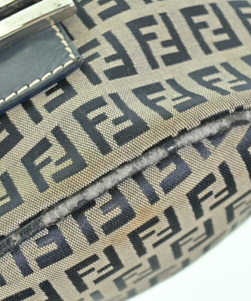 FENDI Hand Shoulder Bag Tote Purse FF Zucchino Gray Navy Authentic