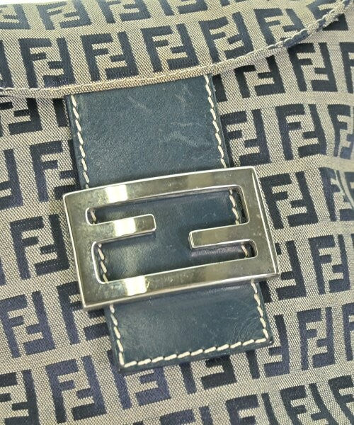 FENDI Hand Shoulder Bag Tote Purse FF Zucchino Gray Navy Authentic