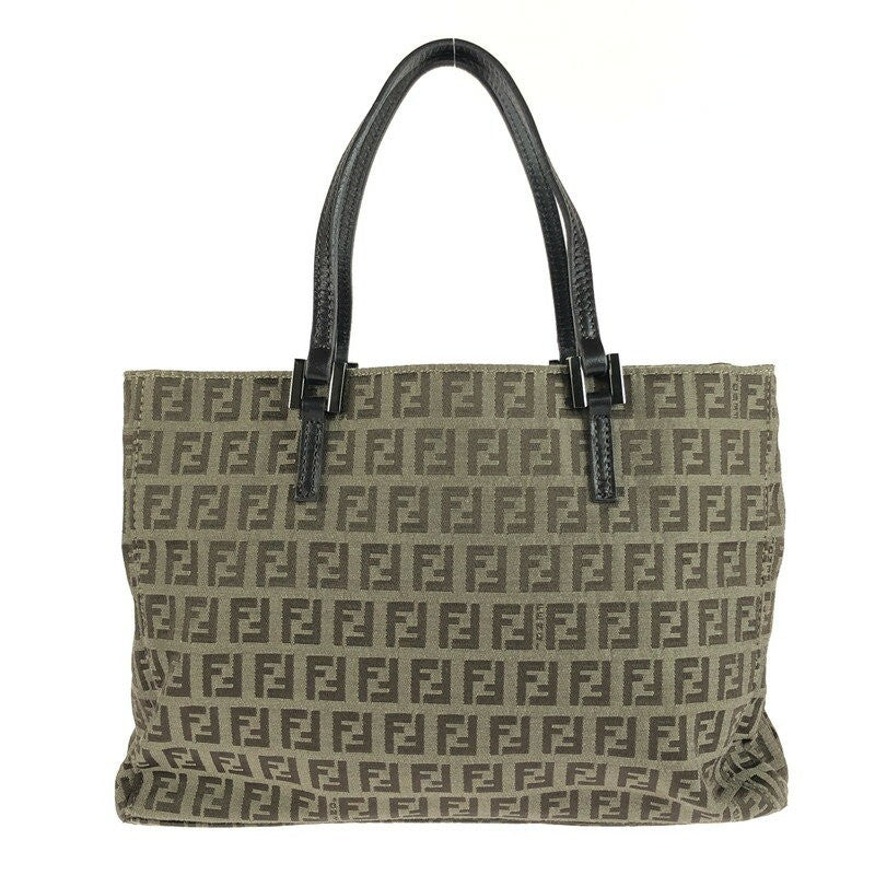 FENDI Hand Bag Tote Purse FF Zucchino Brown Authentic