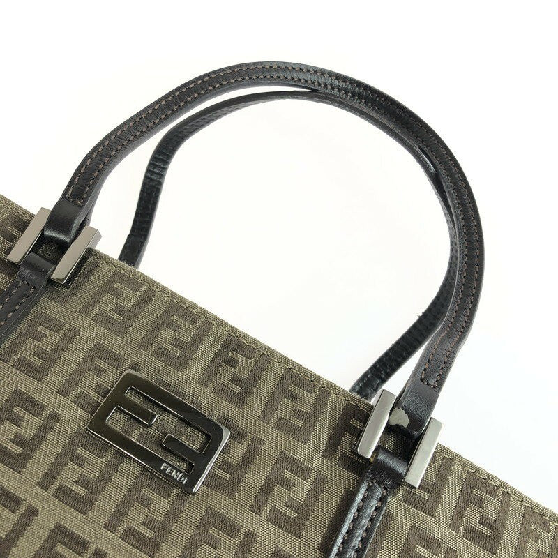 FENDI Hand Bag Tote Purse FF Zucchino Brown Authentic