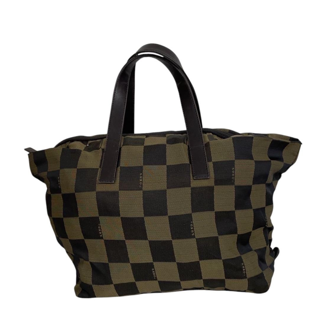 FENDI Hand Bag Tote Purse Boston Bag Pecan Nylon Authentic