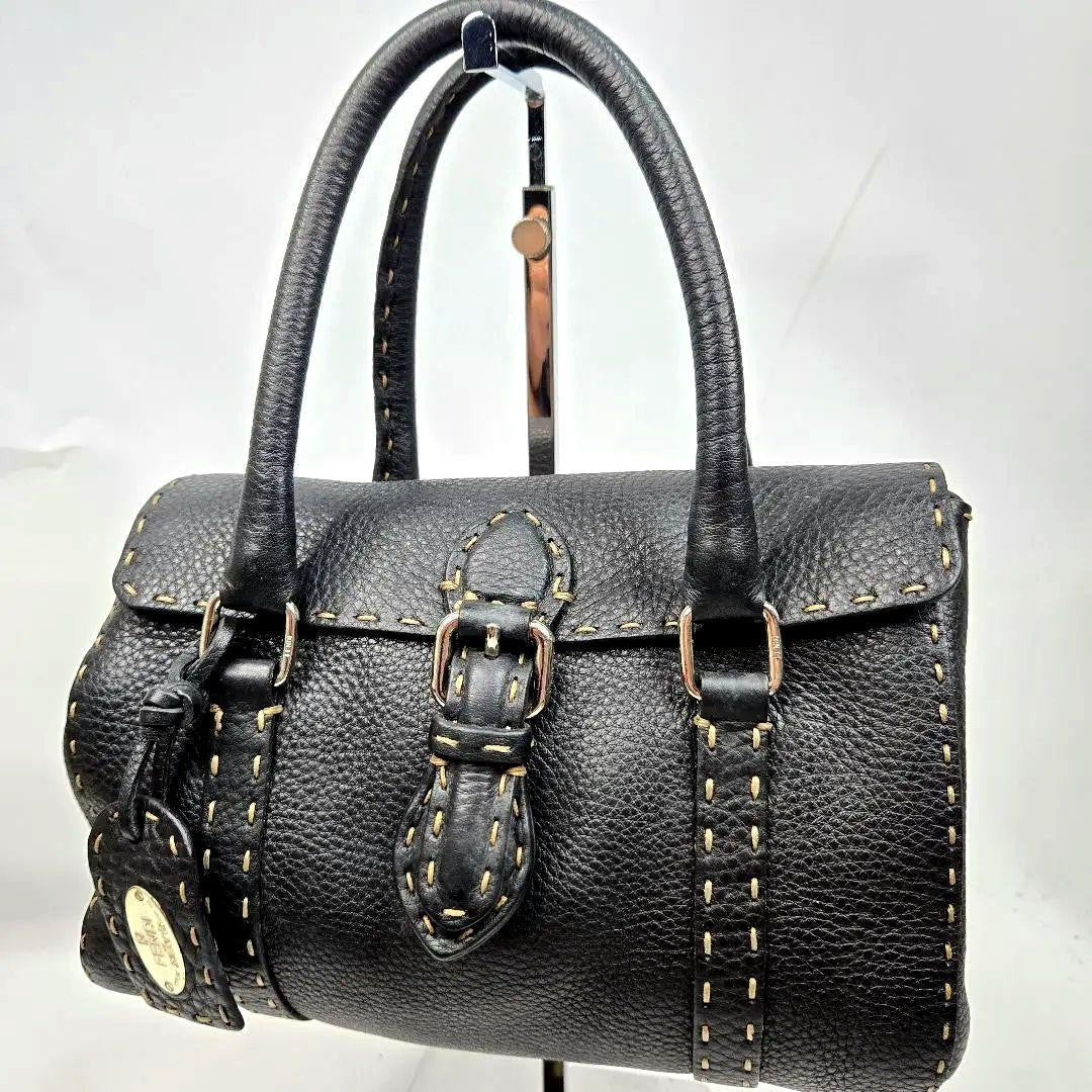 FENDI Hand Bag Tote Purse Selleria Leather Authentic