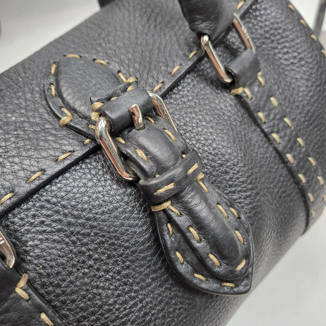 FENDI Hand Bag Tote Purse Selleria Leather Authentic