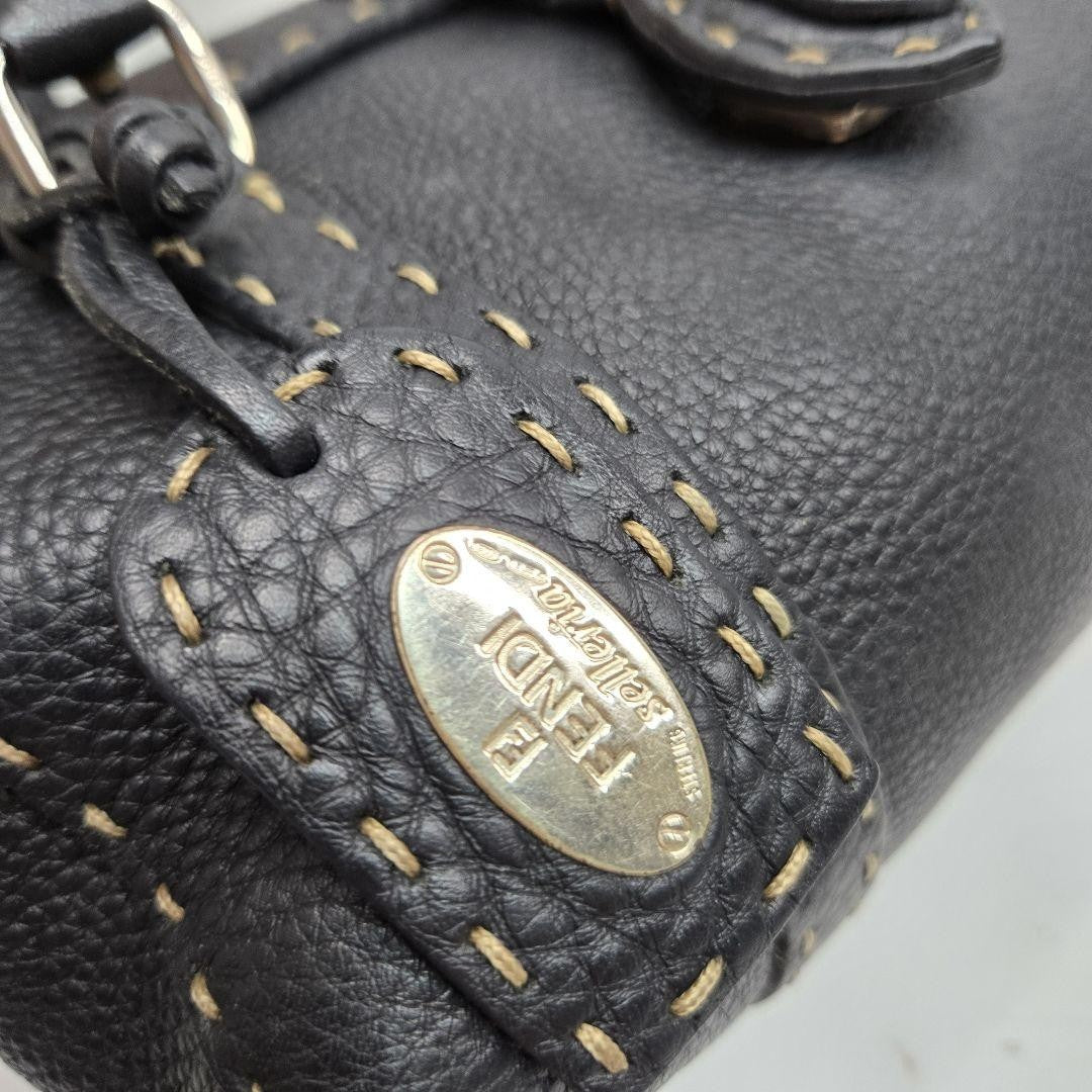 FENDI Hand Bag Tote Purse Selleria Leather Authentic