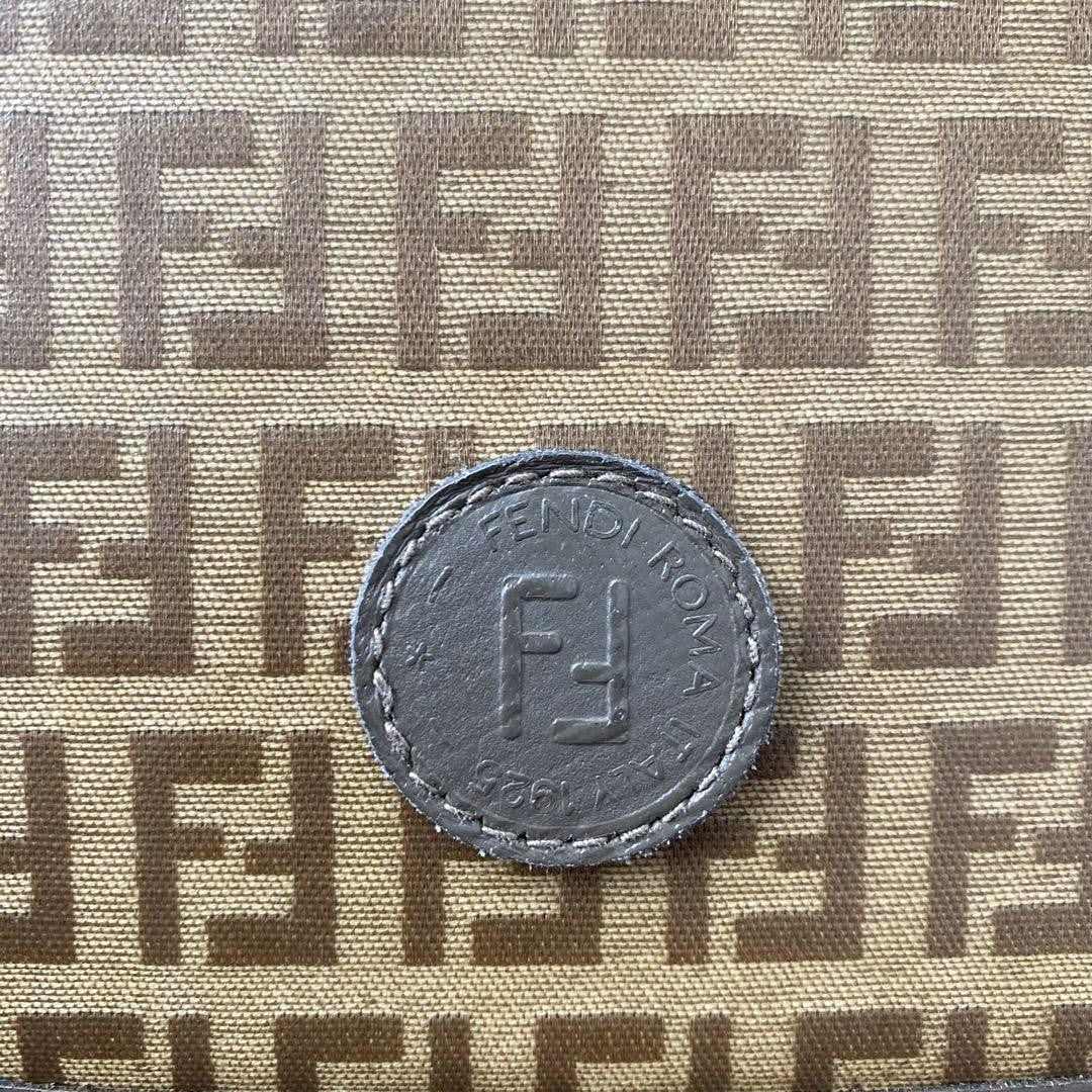 FENDI Shoulder Bag Purse FF Zucca Brown Authentic