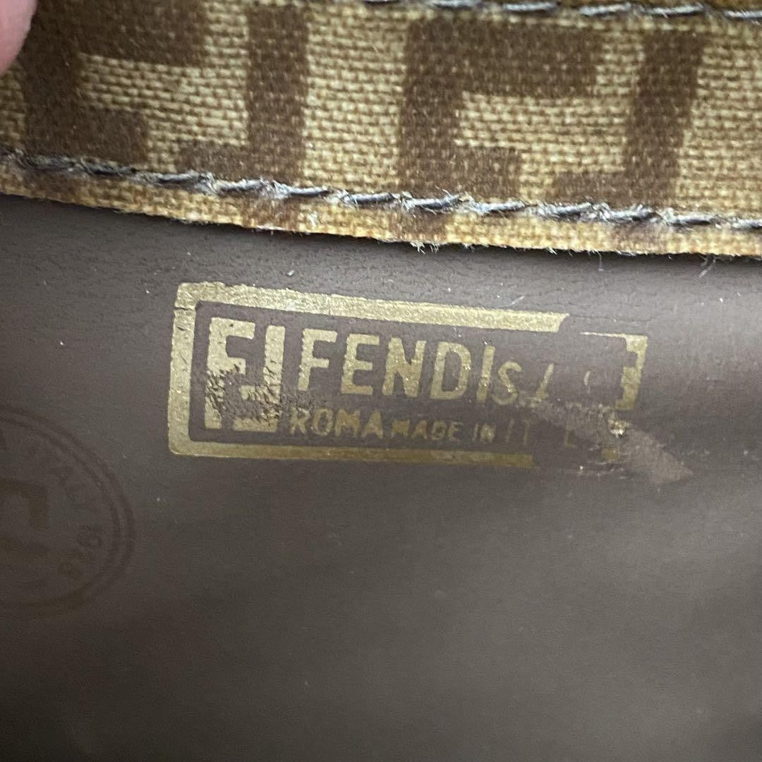 FENDI Shoulder Bag Purse FF Zucca Brown Authentic