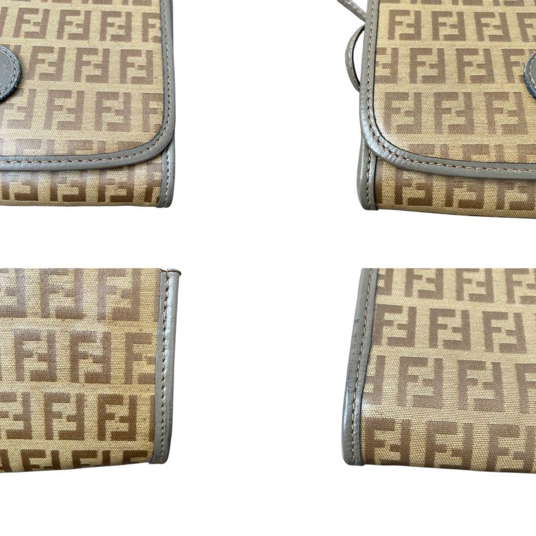 FENDI Shoulder Bag Purse FF Zucca Brown Authentic