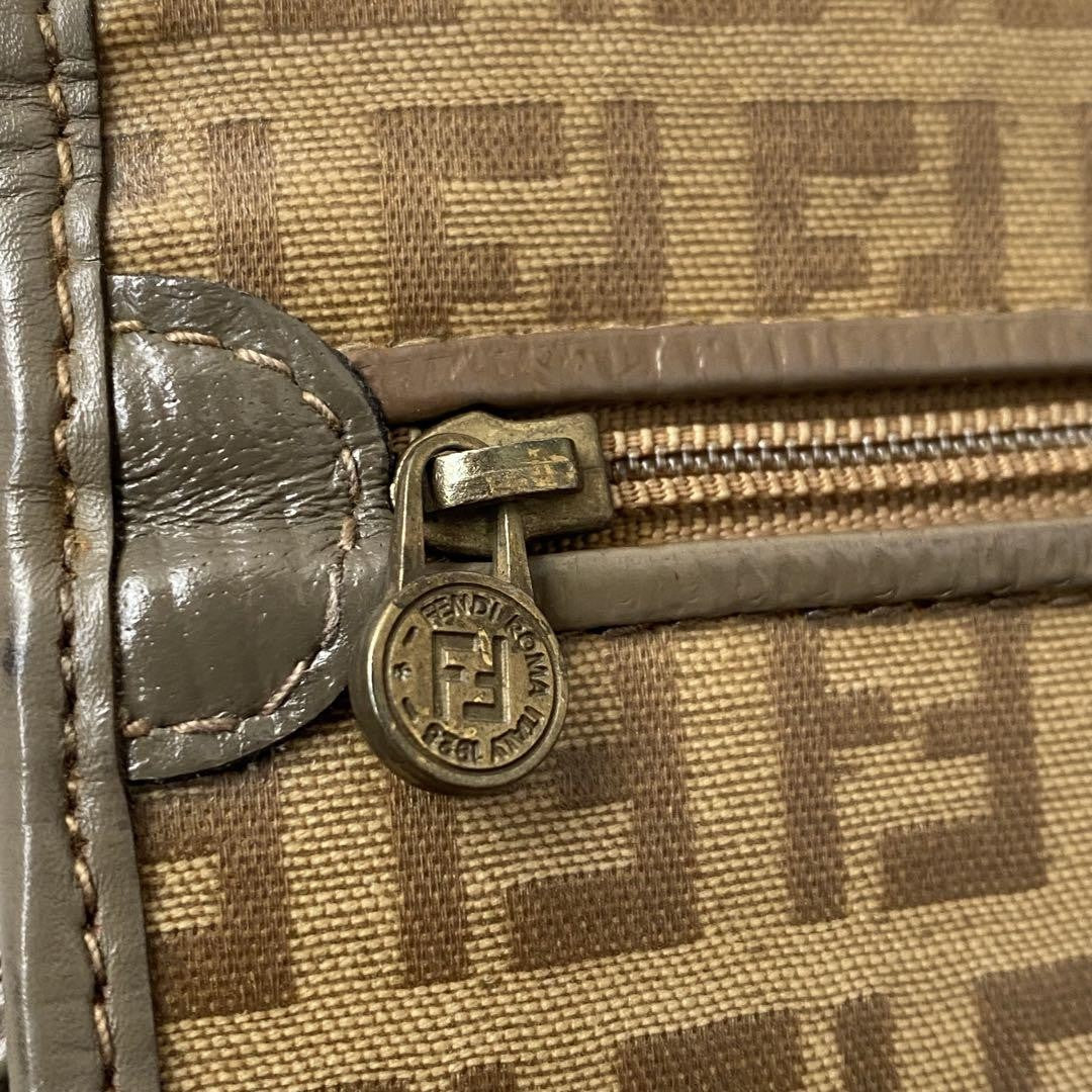 FENDI Shoulder Bag Purse FF Zucca Brown Authentic