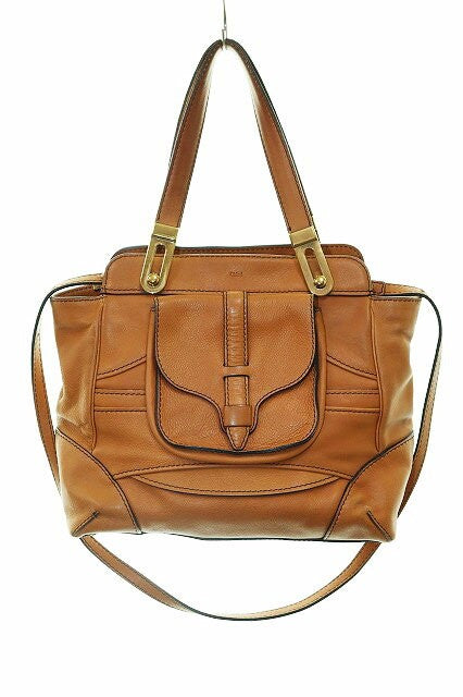 Chloe Hand Shoulder Bag Tote Purse 2way Leather Brown Authentic