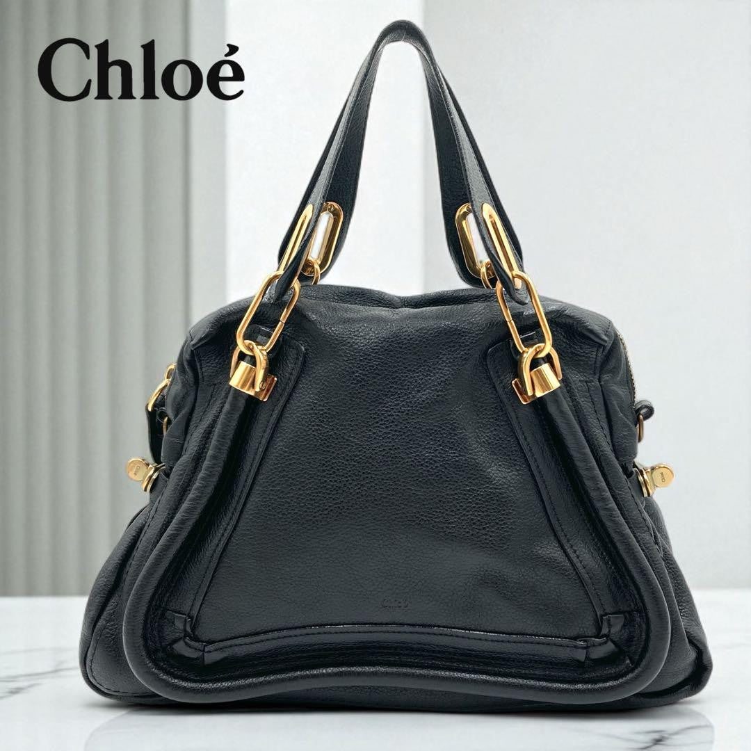 Chloe Shoulder Bag Purse Paraty Leather Black Authentic