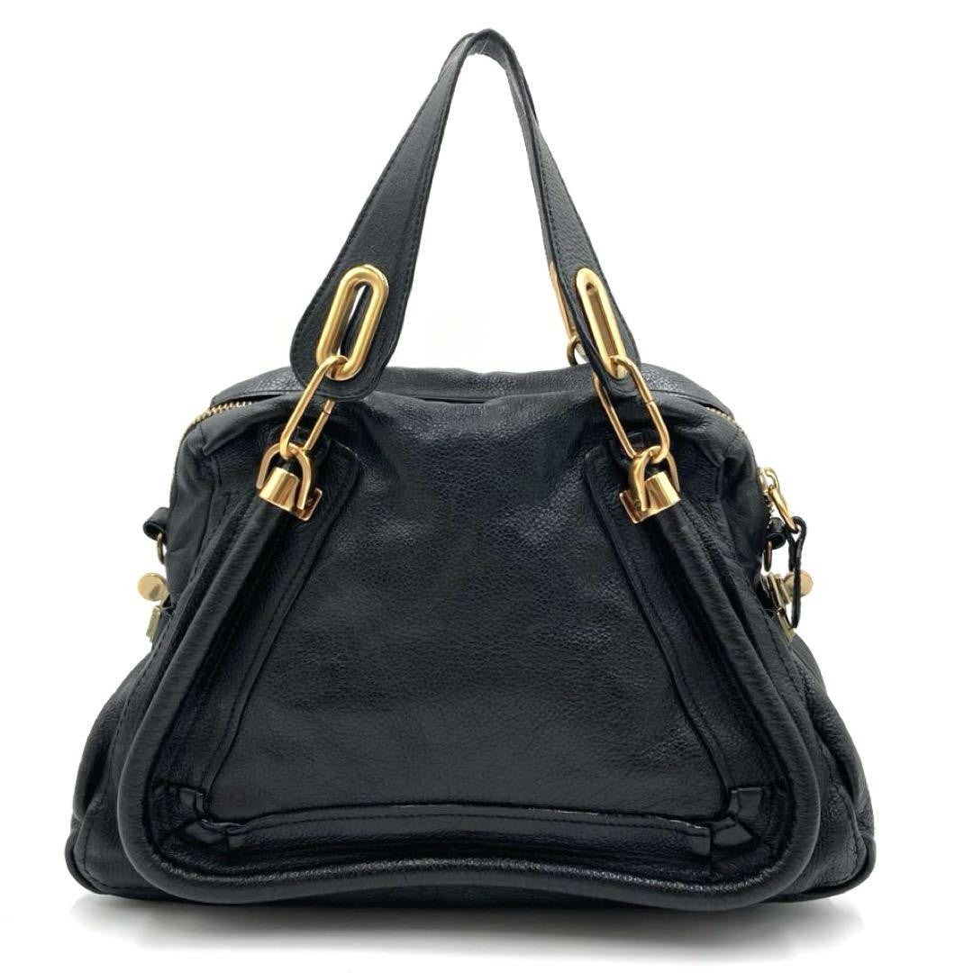 Chloe Shoulder Bag Purse Paraty Leather Black Authentic