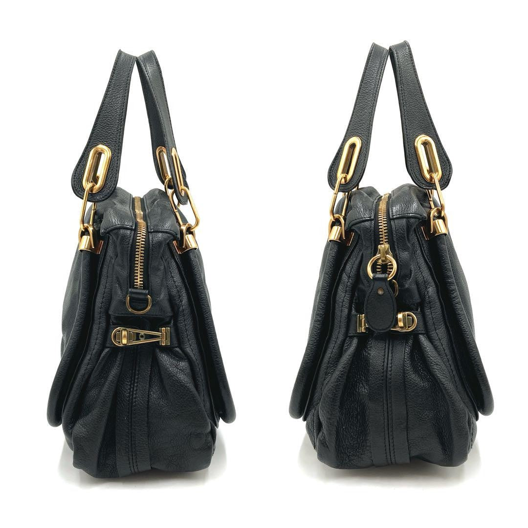 Chloe Shoulder Bag Purse Paraty Leather Black Authentic