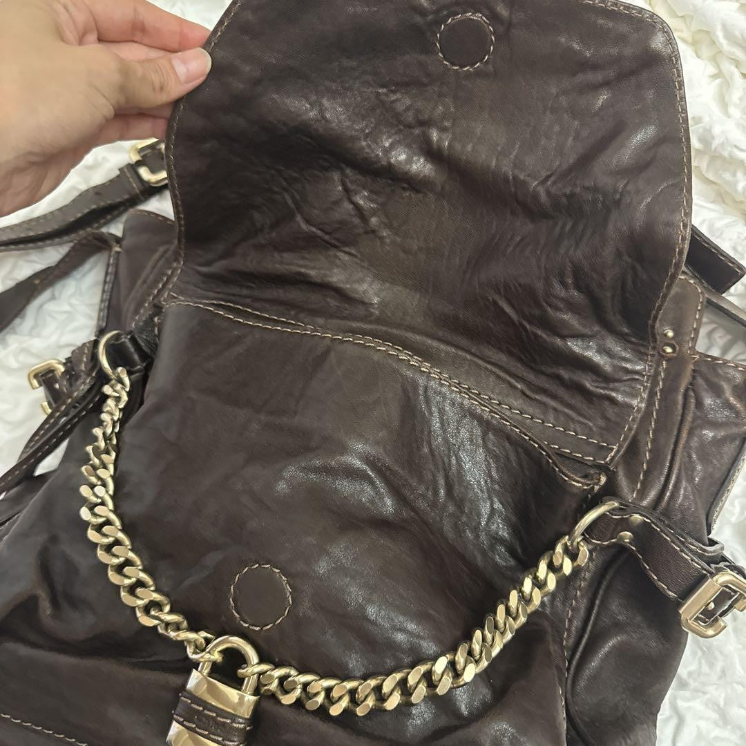 Chloe Shoulder Bag Purse paddington Leather Dark Brown Authentic