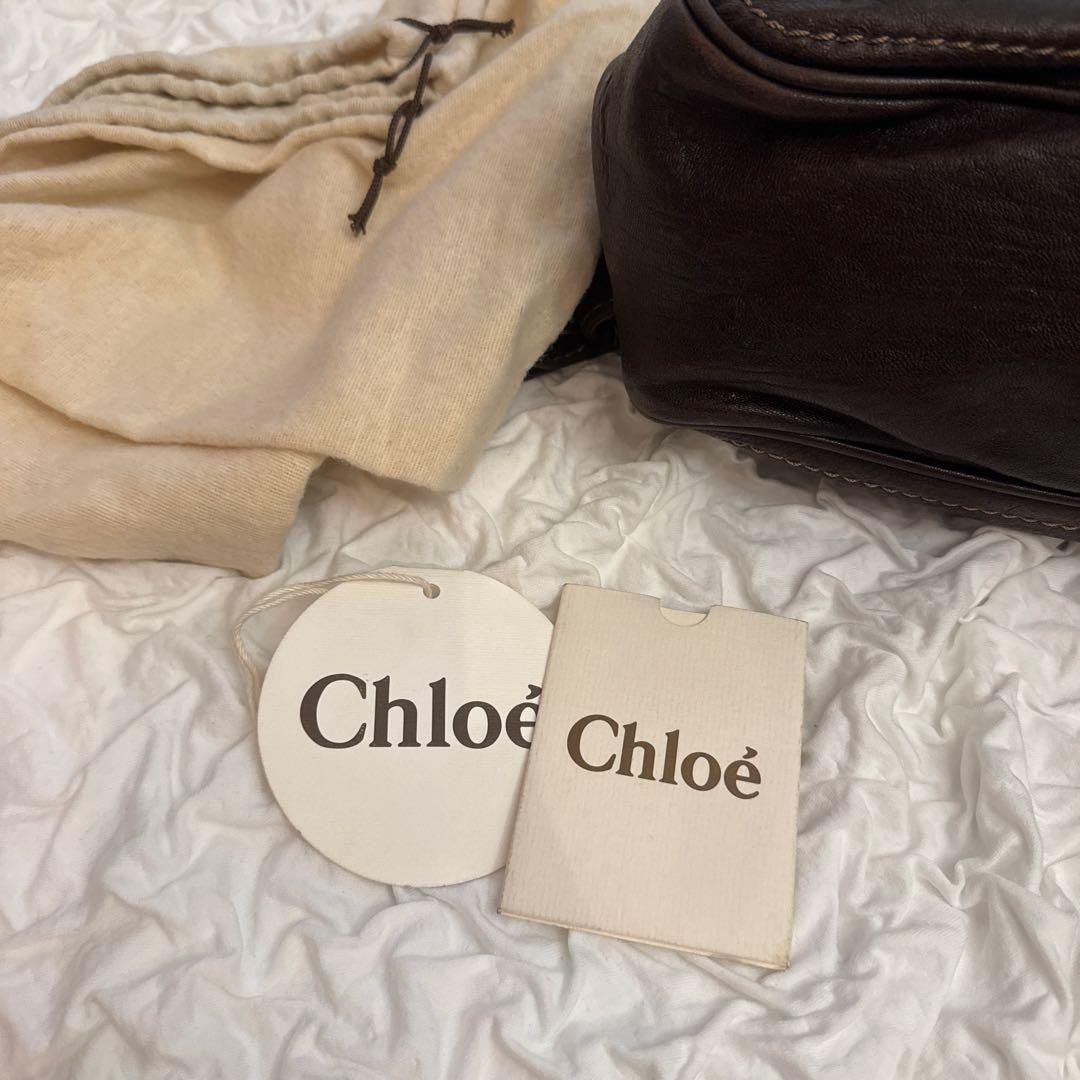 Chloe Shoulder Bag Purse paddington Leather Dark Brown Authentic
