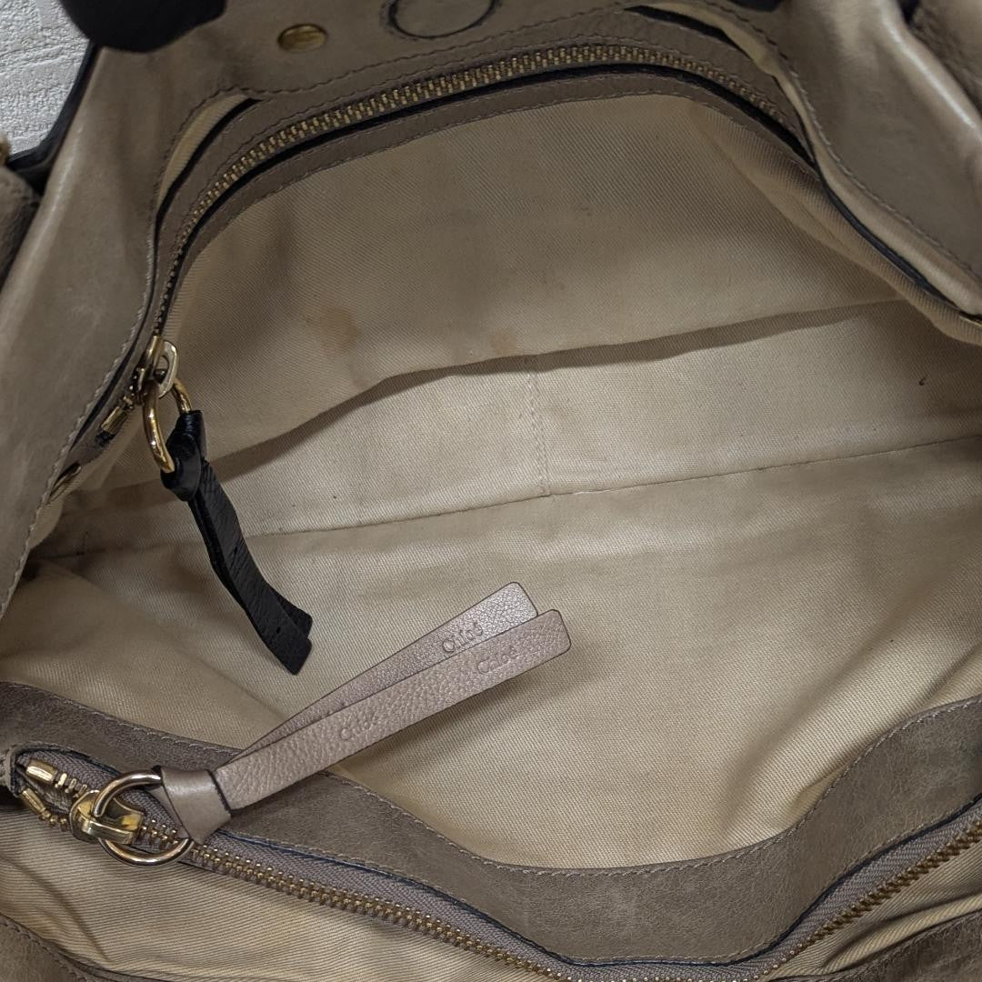 Chloe Hand Bag Tote Purse Leather Khaki Authentic