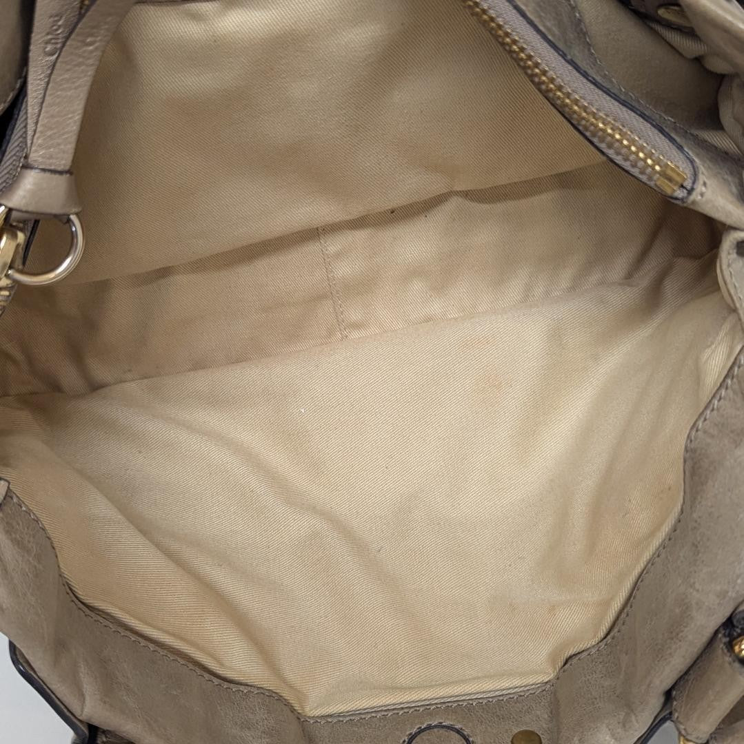 Chloe Hand Bag Tote Purse Leather Khaki Authentic