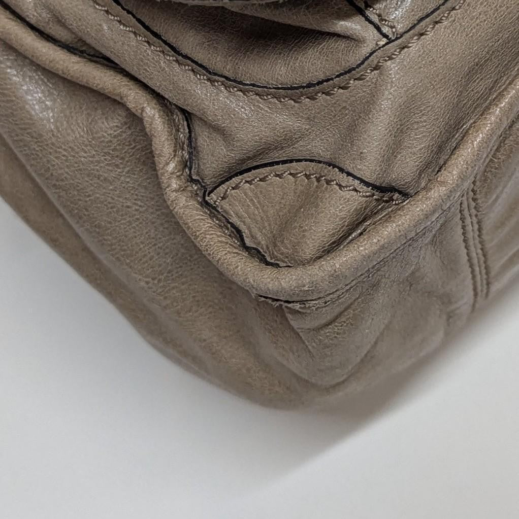 Chloe Hand Bag Tote Purse Leather Khaki Authentic