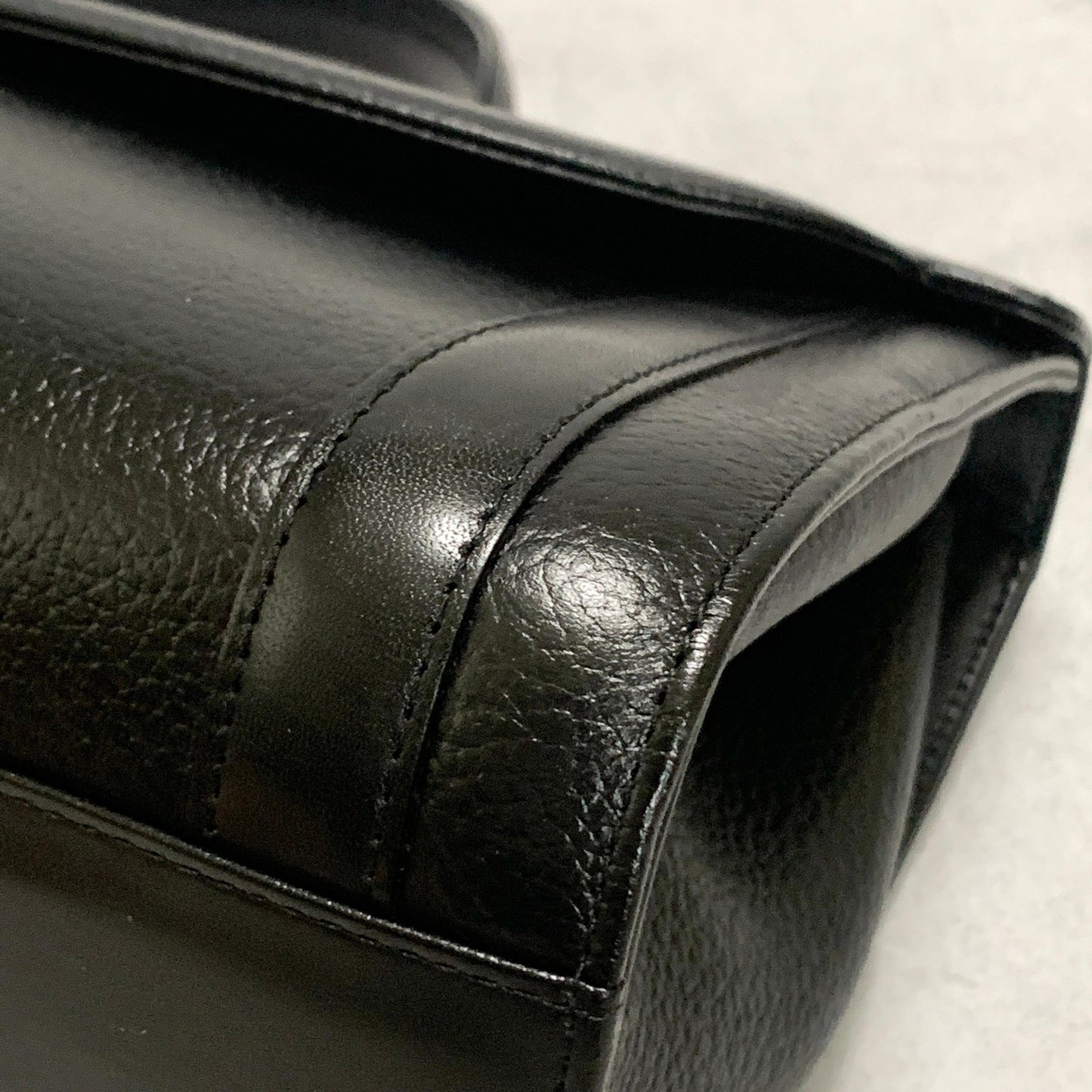 BURBERRY Handbag Horse Logo Nova Check Purse Leather Black Silver Authentic Used
