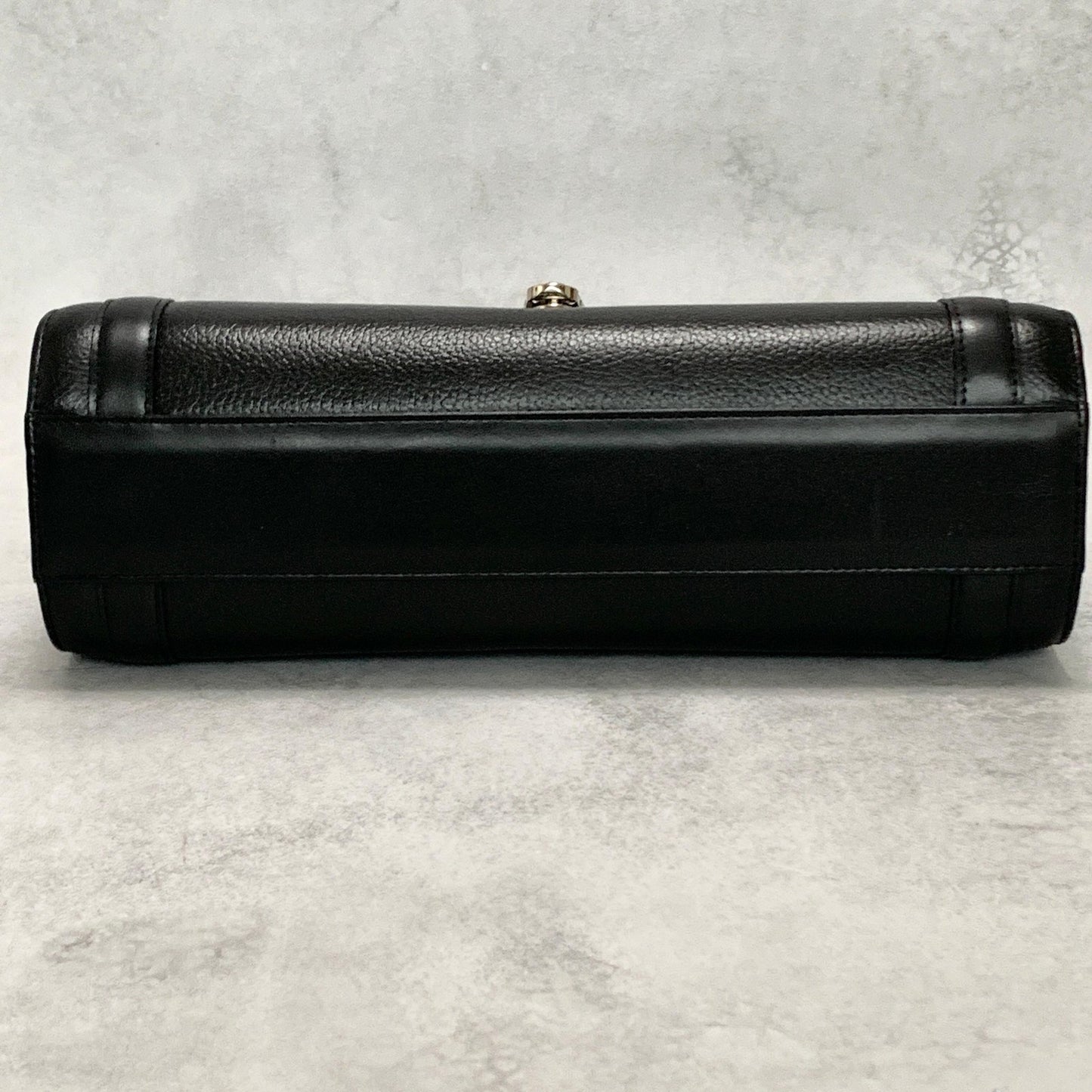 BURBERRY Handbag Horse Logo Nova Check Purse Leather Black Silver Authentic Used