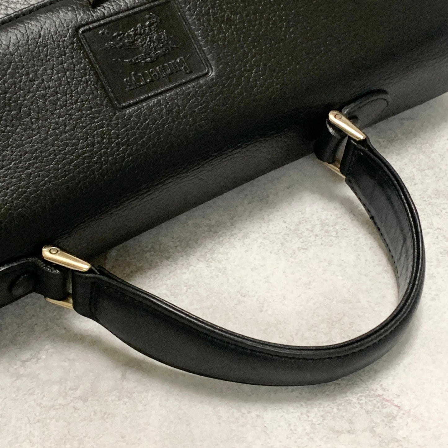 BURBERRY Handbag Horse Logo Nova Check Purse Leather Black Silver Authentic Used