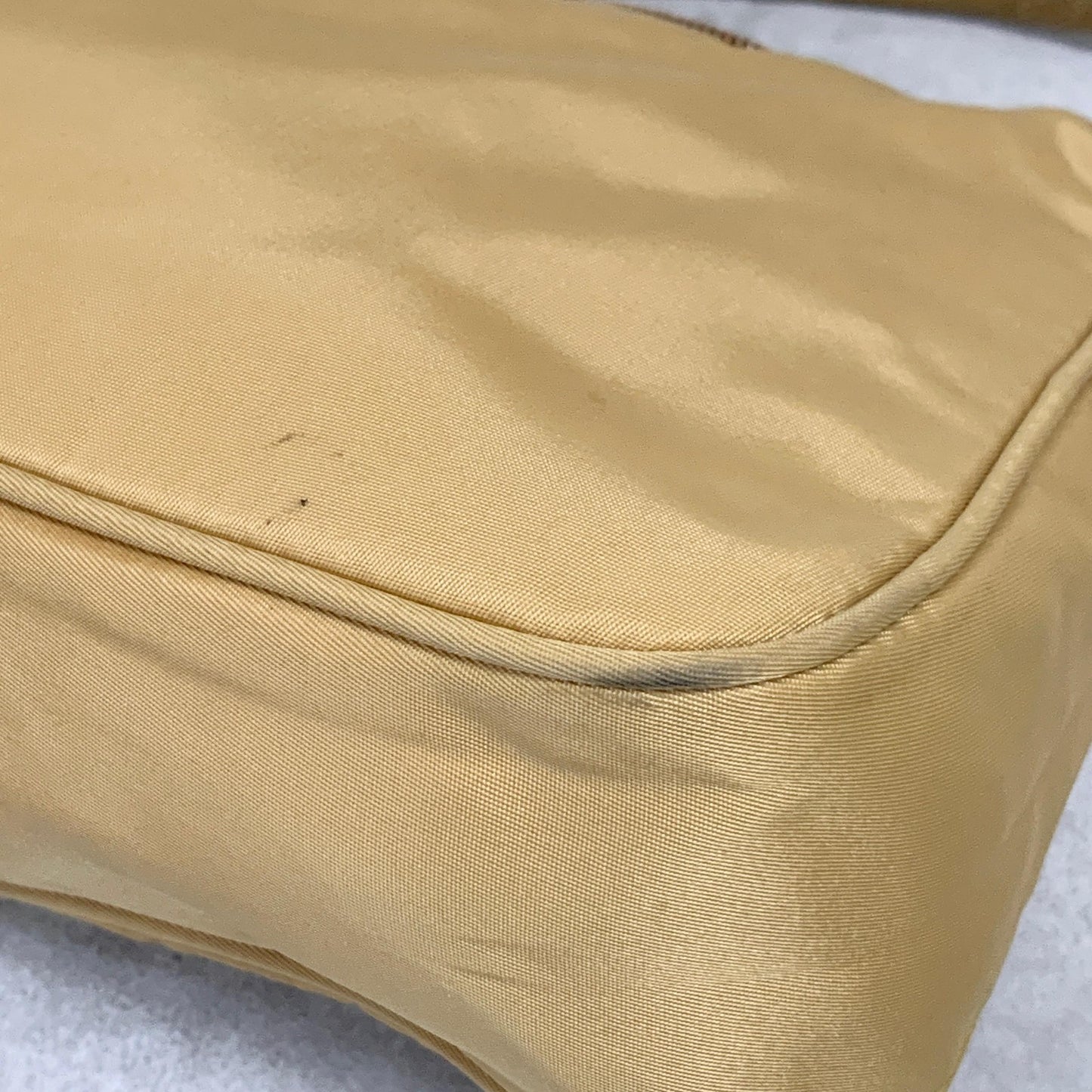 PRADA Accessory Pouch Handbag Logo Tote Bag Purse Nylon Yellow Used Auth Unisex