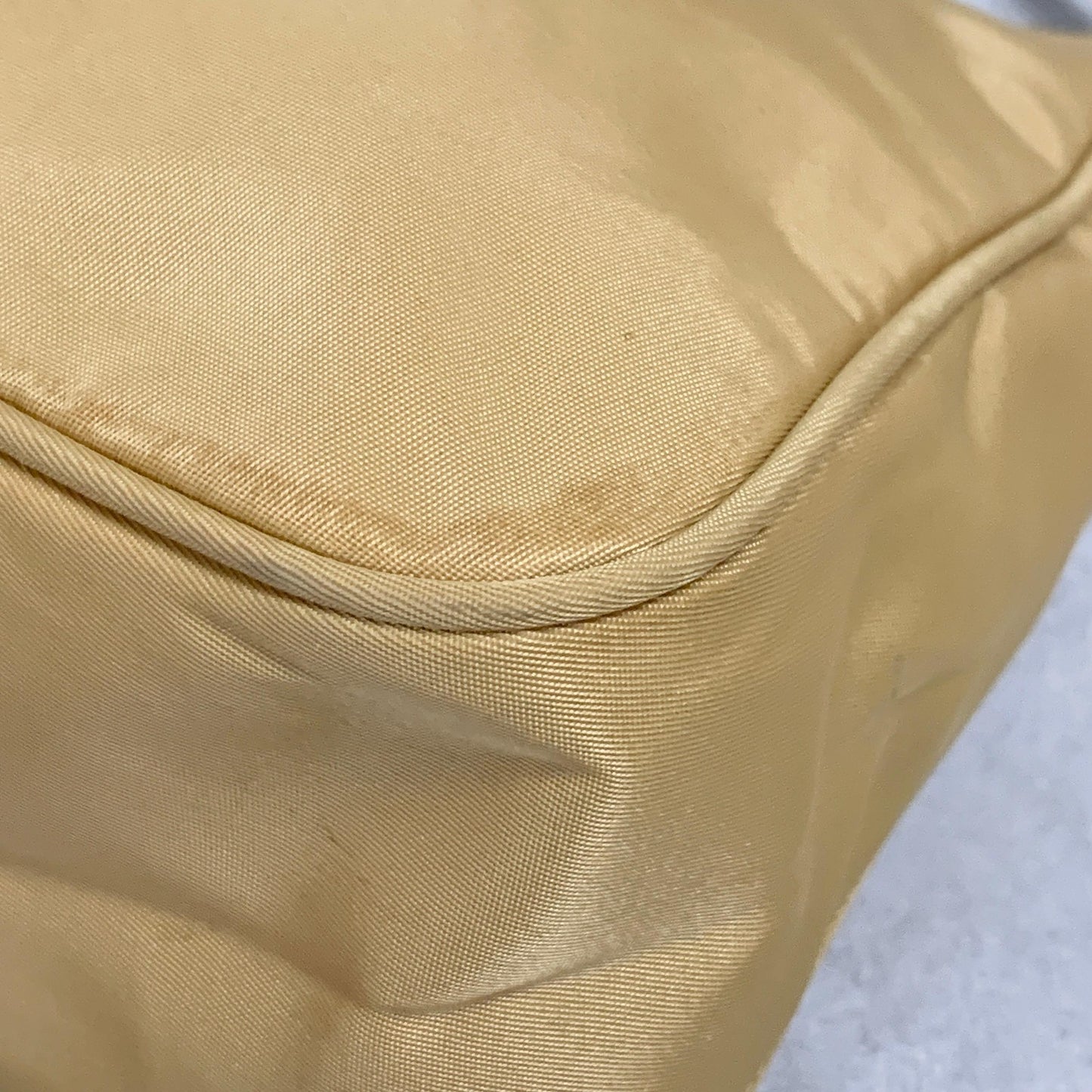 PRADA Accessory Pouch Handbag Logo Tote Bag Purse Nylon Yellow Used Auth Unisex