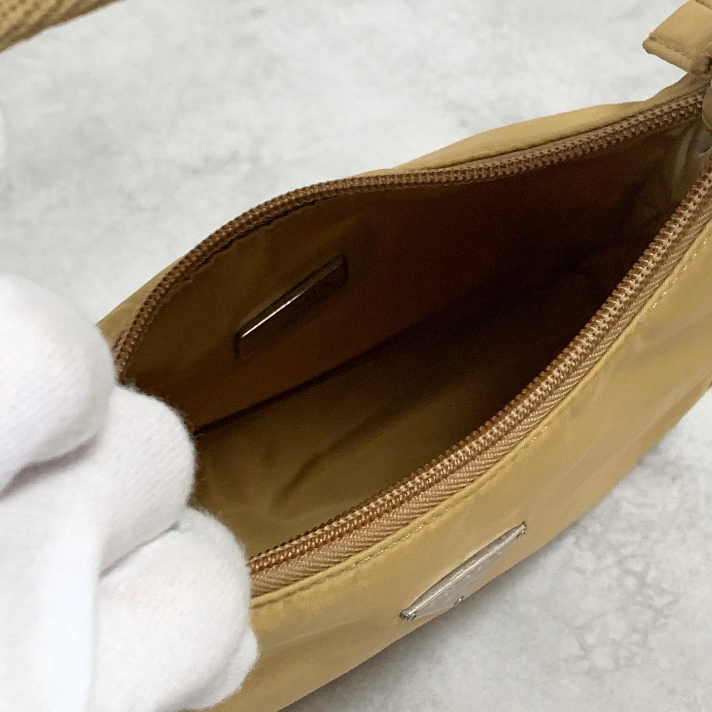 PRADA Accessory Pouch Handbag Logo Tote Bag Purse Nylon Yellow Used Auth Unisex