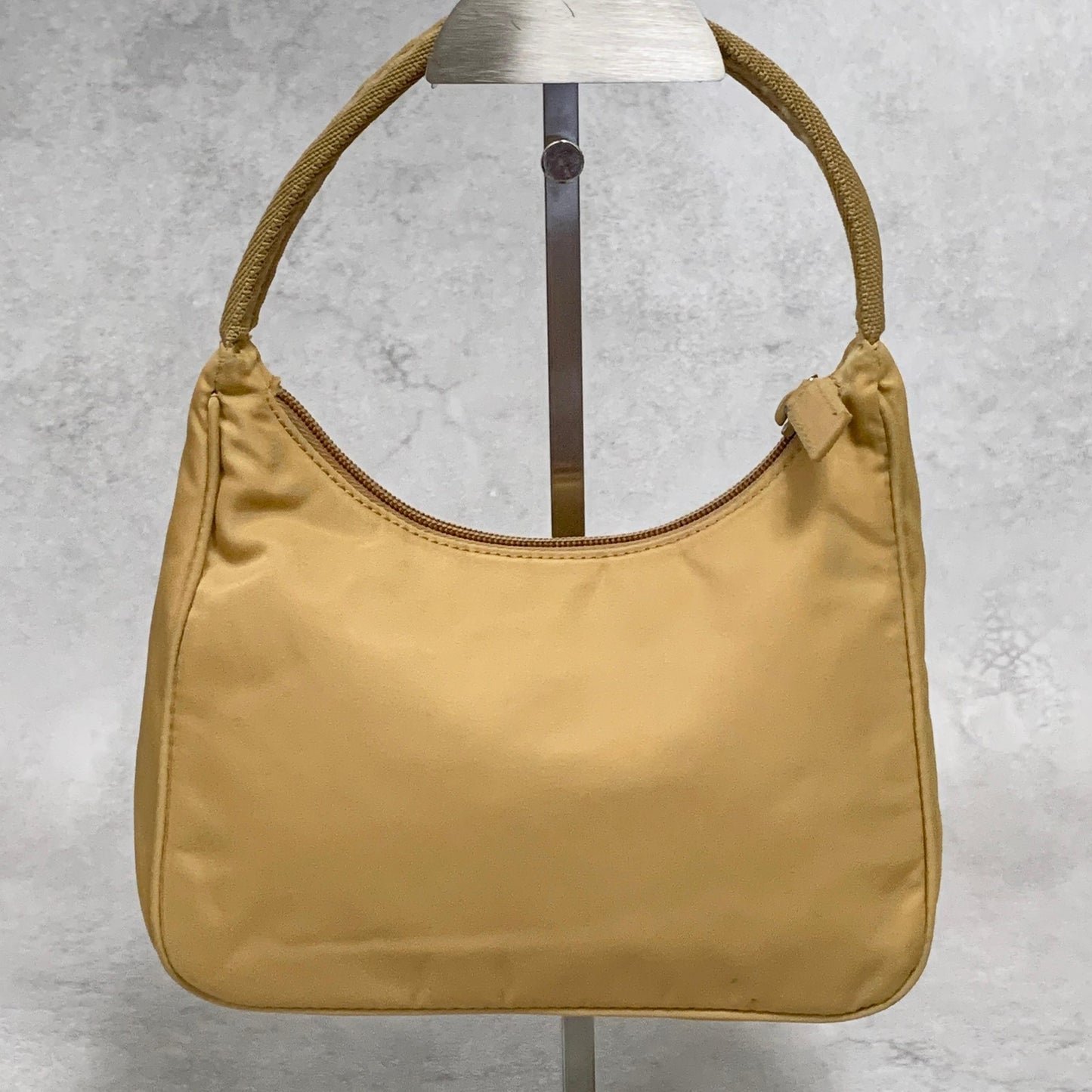 PRADA Accessory Pouch Handbag Logo Tote Bag Purse Nylon Yellow Used Auth Unisex