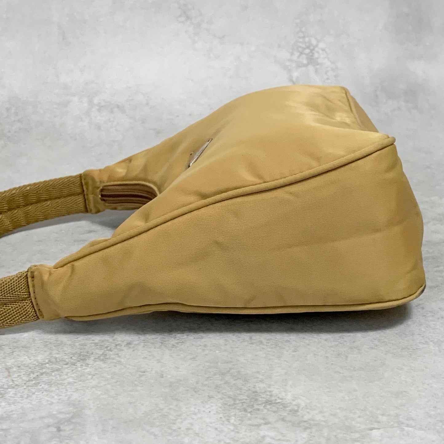 PRADA Accessory Pouch Handbag Logo Tote Bag Purse Nylon Yellow Used Auth Unisex