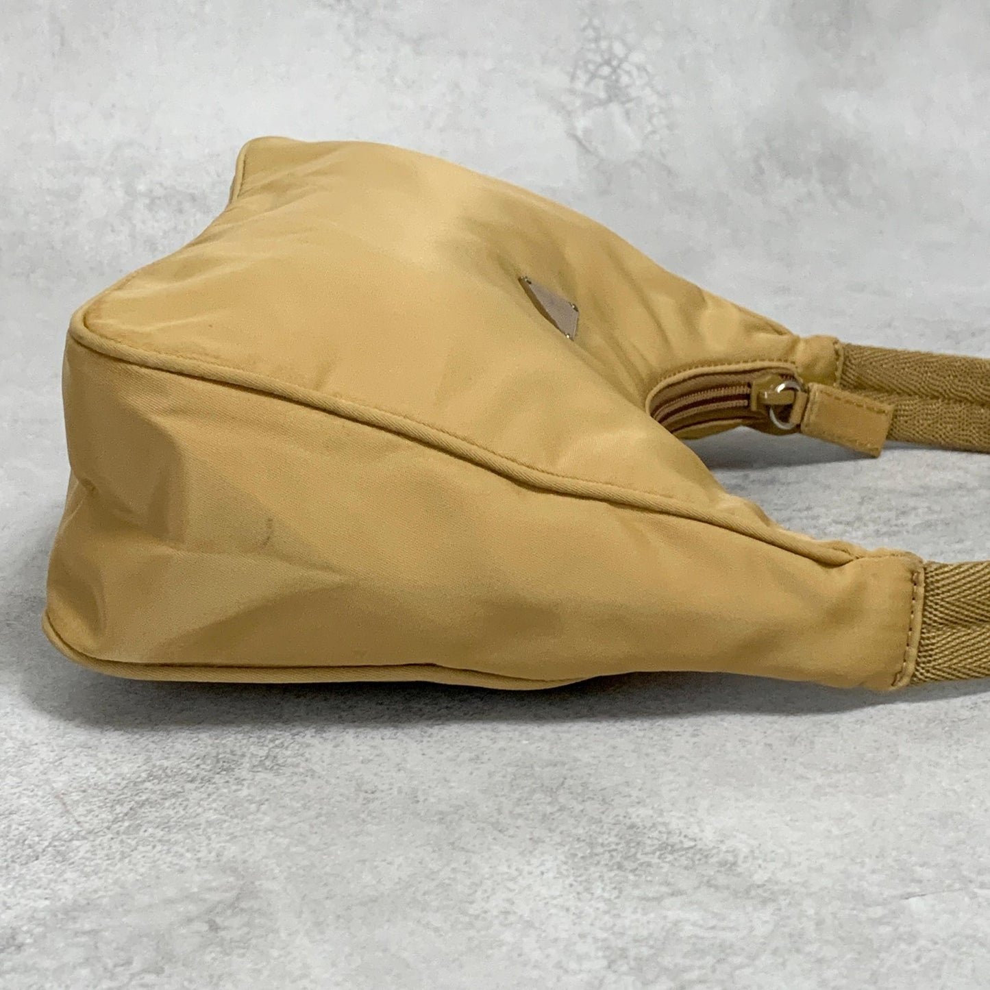 PRADA Accessory Pouch Handbag Logo Tote Bag Purse Nylon Yellow Used Auth Unisex