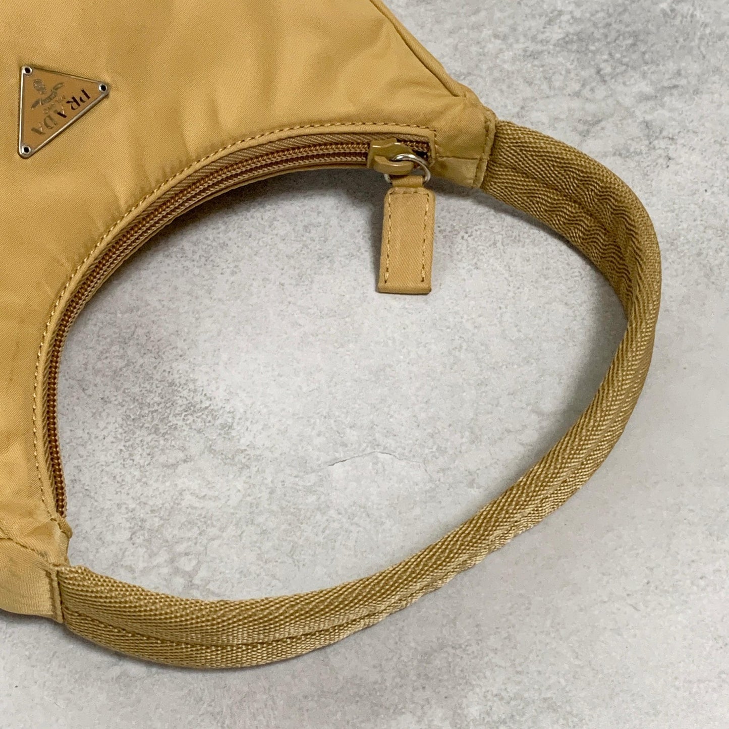 PRADA Accessory Pouch Handbag Logo Tote Bag Purse Nylon Yellow Used Auth Unisex