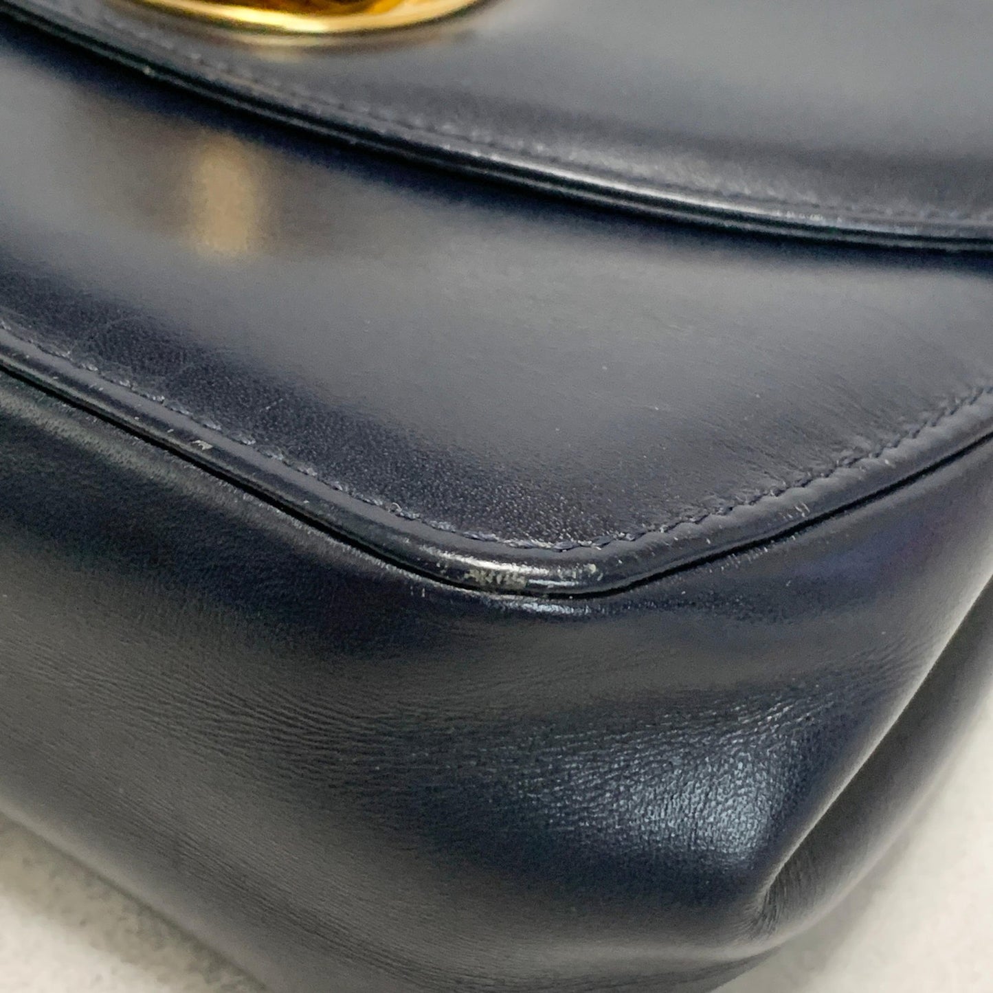 GIANNI VERSACE Medusa Shoulder Bag Purse Leather Dark Navy Women's Authentic
