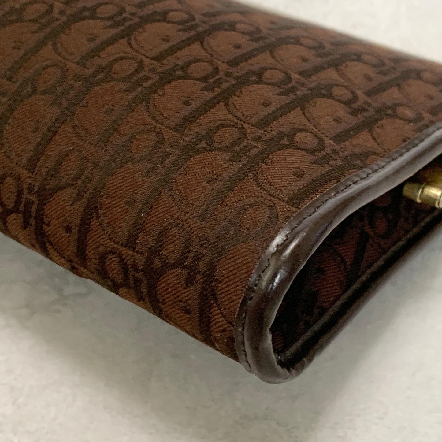 Christian Dior Trotter Clutch Bag Purse Handbag Nylon Brown Used Women's Auth