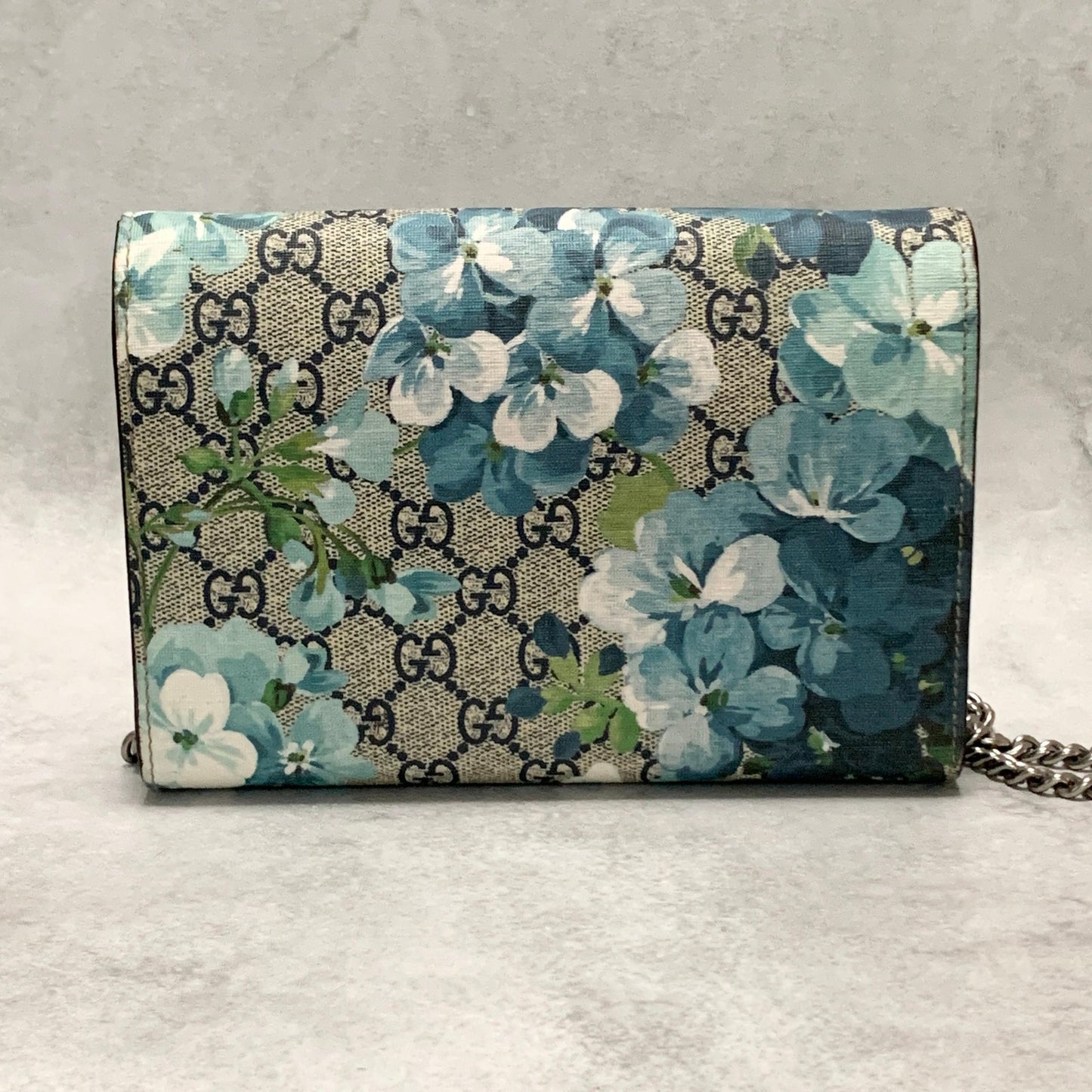 GUCCI Bag Chain Wallet Dionysus Flora Shoulder Purse Leather Beige Authentic