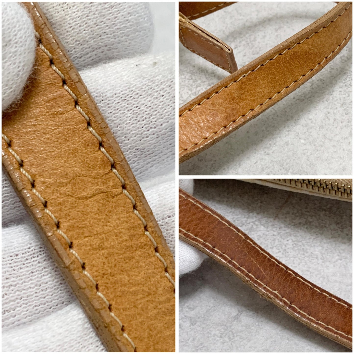 FENDI Bag FF Zucchino Shoulder Purse Canvas Leather White Brown Silver Authentic