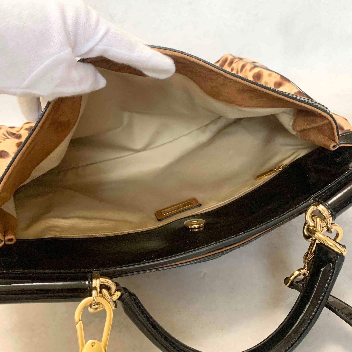 Dolce & Gabbana Sicily Leopard Handbag Shoulder Bag Purse Beige Brown Authentic