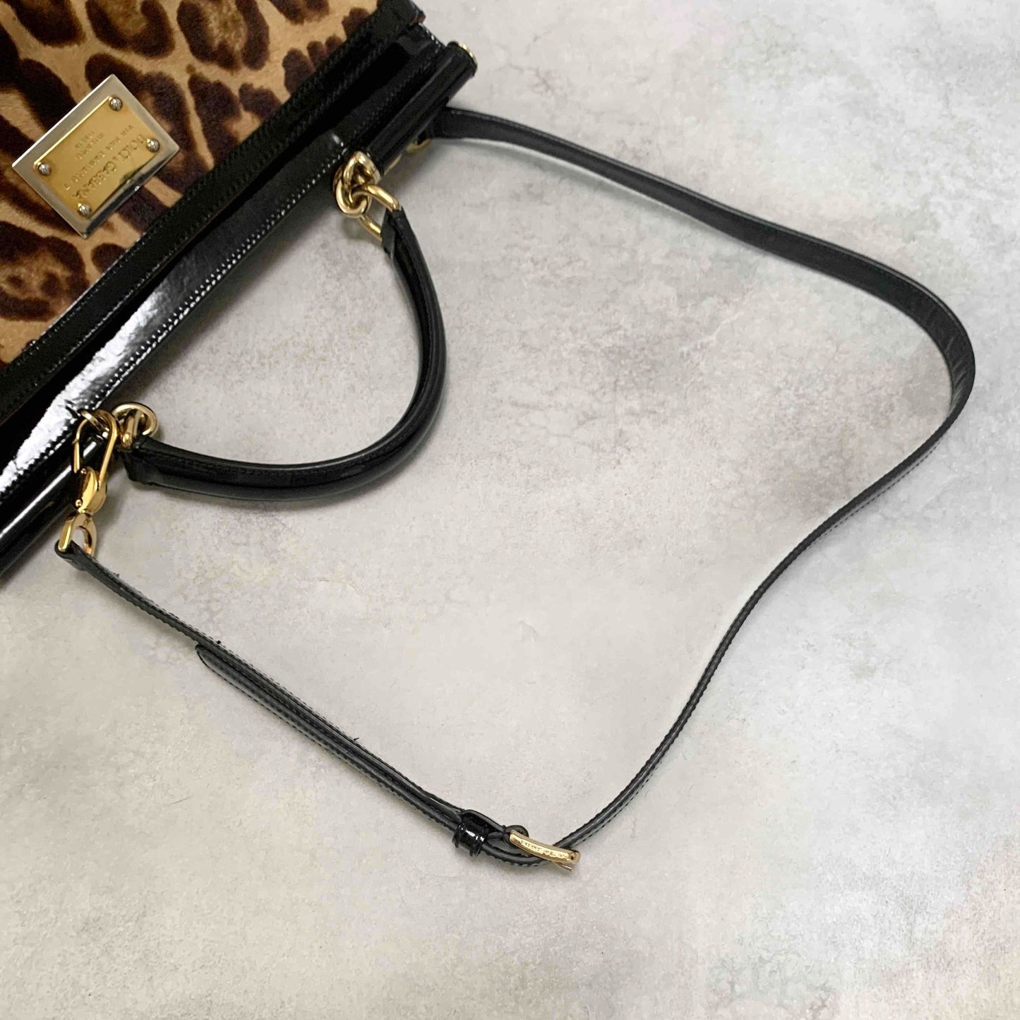 Dolce & Gabbana Sicily Leopard Handbag Shoulder Bag Purse Beige Brown Authentic