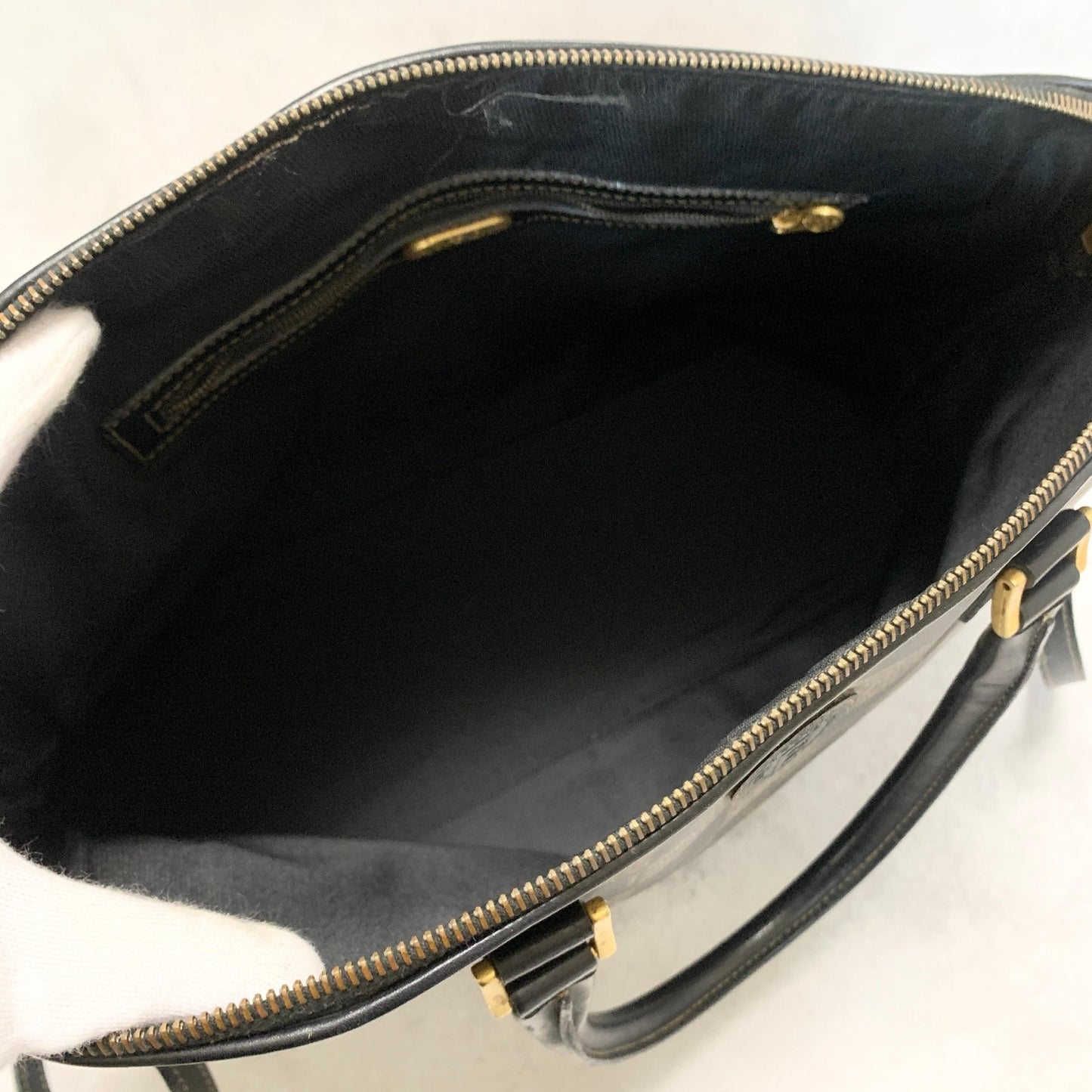 FENDI Pecan Bag Shoulder Handbag FF Tote Purse Leather Brown Black Used Auth