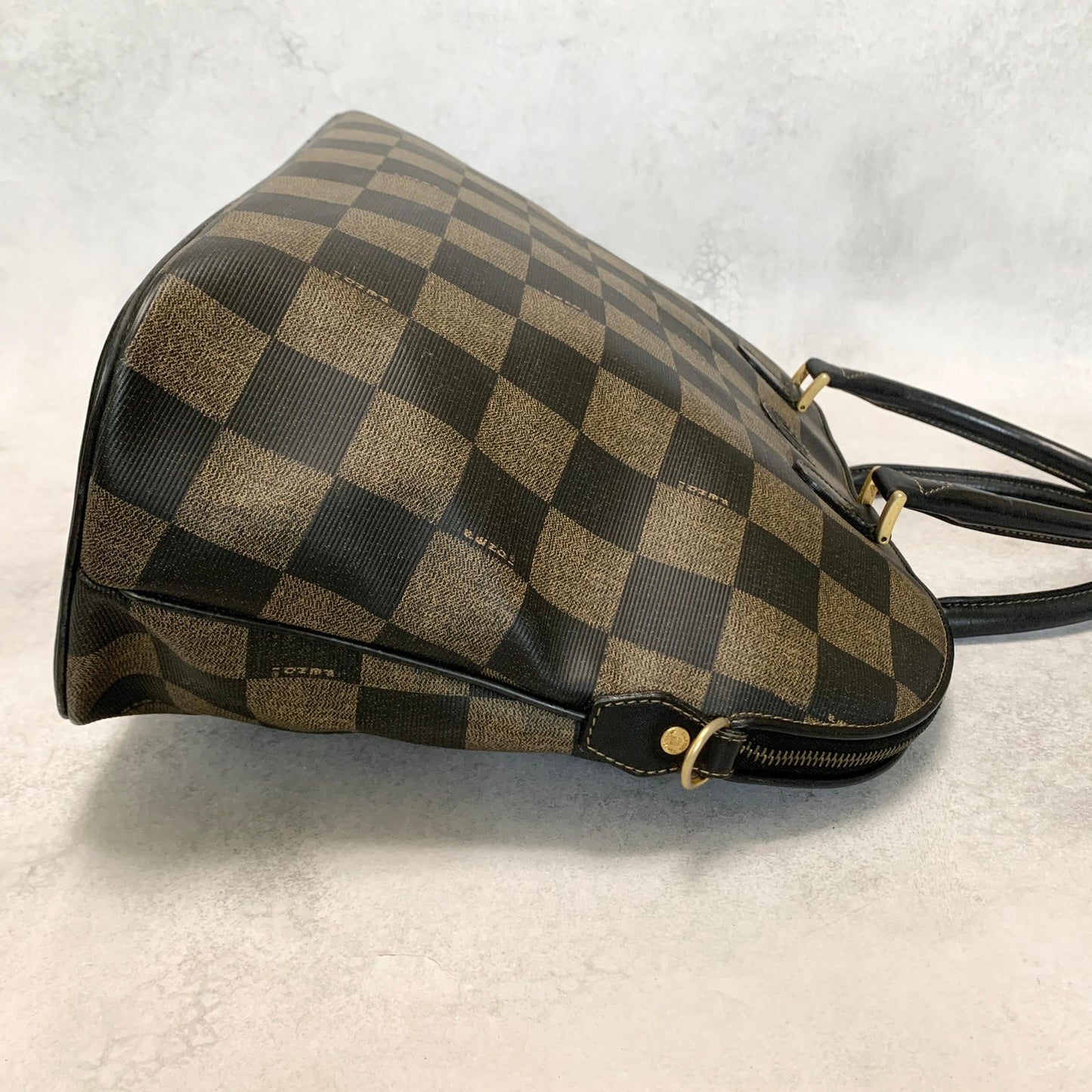 FENDI Pecan Bag Shoulder Handbag FF Tote Purse Leather Brown Black Used Auth