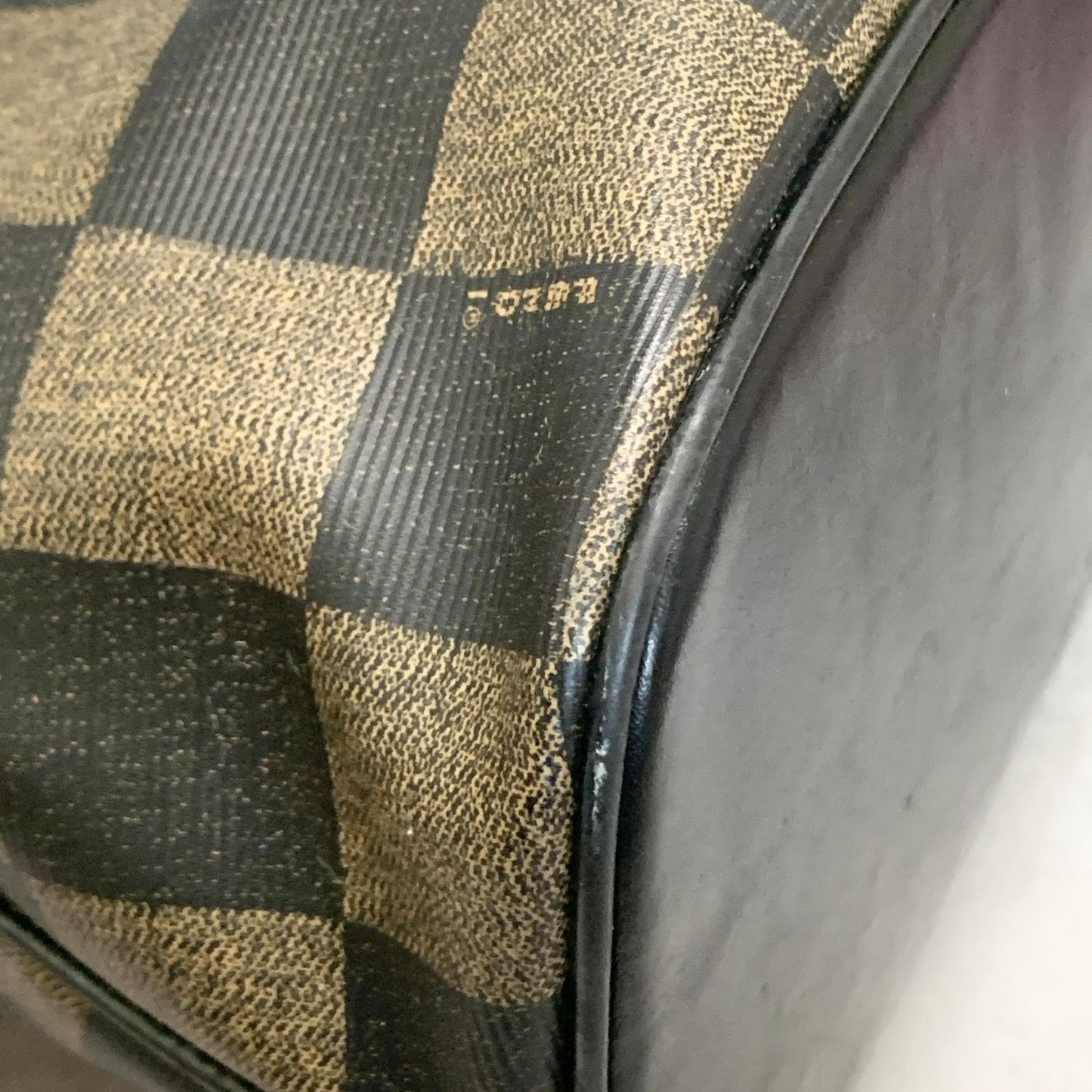FENDI Pecan Bag Shoulder Handbag FF Tote Purse Leather Brown Black Used Auth