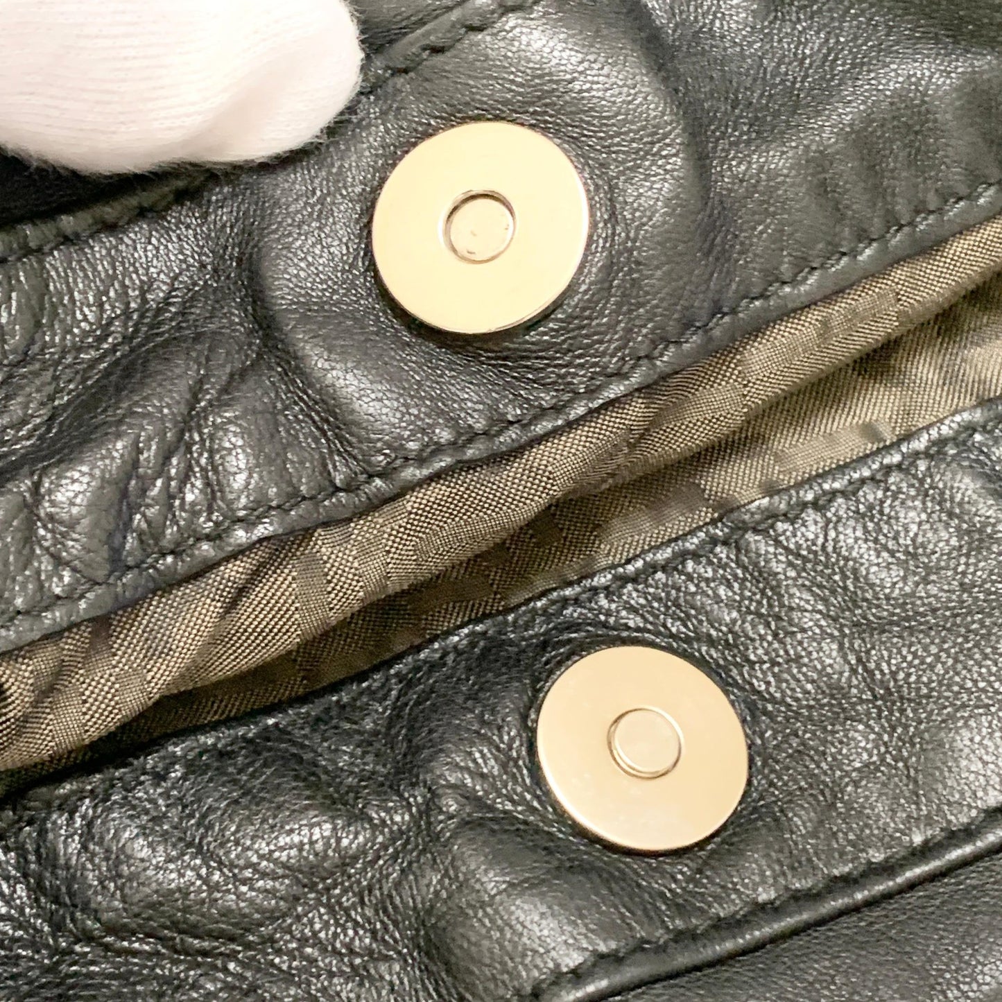Salvatore Ferragamo Bag Logo Hand Tote Purse Leather Black Silver Authentic