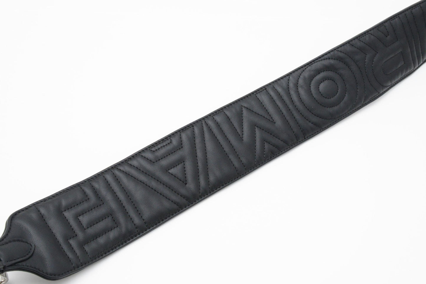 FENDI Strap you Shoulder strap Logo Quilted Leather Black Silver Auth Unisex