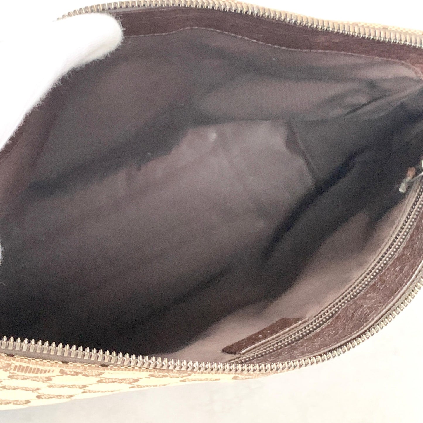 GUCCI Bag GG Canvas Shoulder Purse Canvas Leather Brown Silver Used Authentic